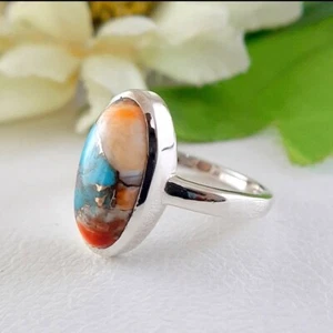 Oyster Copper Turquoise Gemstone 925 Sterling Silver Handmade Ring All Size S-43 - Picture 1 of 5