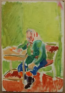 Ukrainian Soviet USSR Oil Painting faufism postimpressionism old woman sitting - Picture 1 of 7