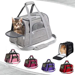 Bolso de transporte para mascotas aprobado por la aerolínea para perro gato cómodo estuche de viaje malla lateral EE. UU. - Imagen 1 de 19