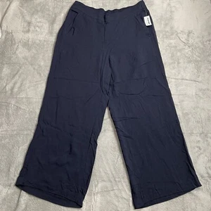Old Navy Pants Large Petite LP Womens NWT Playa High Waist Wide Leg Trouser Navy - Picture 1 of 10