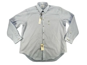 Calvin Klein Shirt Mens 17.5 32/33 Blue Steel Slim Fit Non-Iron Dress Button Up - Picture 1 of 7