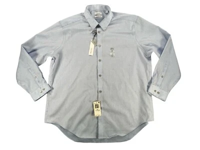 Calvin Klein Shirt Mens 17.5 32/33 Blue Steel Slim Fit Non-Iron Dress Button Up - Image 1 of 4