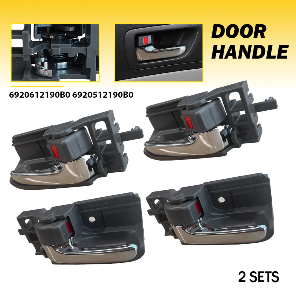 4x Manija de puerta interior gris cromo delantero trasero para Toyota Corolla Matrix 2003-2008 Foto 1 de 4