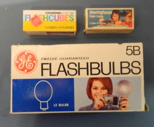 Bombillas de flash GE 5B antiguas de colección para cámara Sylvania Cubes Westinghouse de los años 70 - Imagen 1 de 13