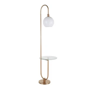 LumiSource Trombone Floor Lamp & Table, Gold/Clear/White Plastic - L-TROMBONEAUW - Picture 1 of 1