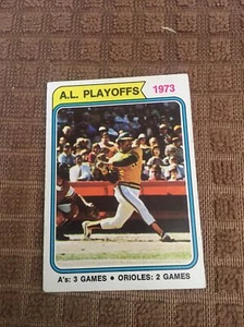 1974 Topps Baseball #470 1973 A.L. Playoffs Oakland Athletics - Picture 1 of 2