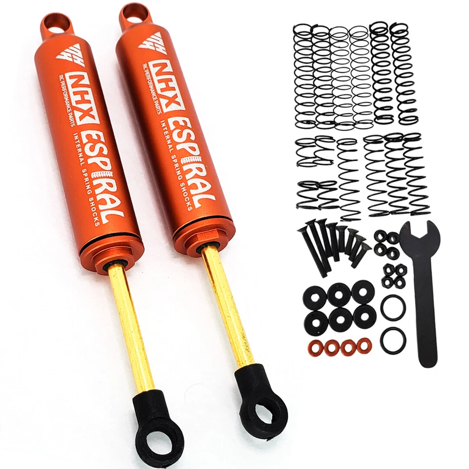 NHX RC 100mm Espiral Two Stage Internal Spring Damper Shocks (2) Orange