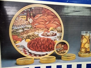 NOS 80s NEW ORLEANS D.H. Holmes BAYOU BANQUET TRAY DIXIE BEER Tabasco coaster - Picture 1 of 11