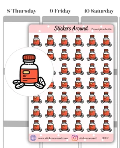 Pill Planner Sticker, Prescription Bottle Sticker, Medication Refill Sticker - Picture 1 of 2