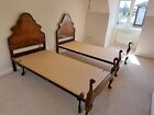 Pair of antique burr walnut single beds in very good condition