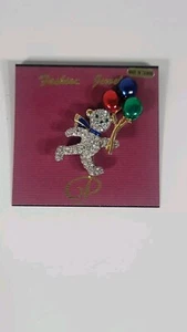 Bear Holding Balloons Brooch - Picture 1 of 5