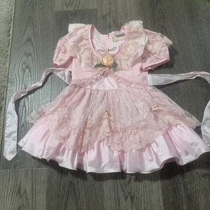 Vestido rosa vintage expressions talla 4 encaje con volantes - Imagen 1 de 10
