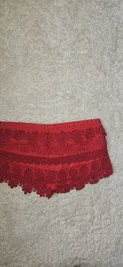 River Island Coral Red Flower Pattern Crochet Cotton HotPants Short Shorts UK 12 - Picture 1 of 22
