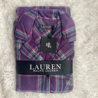 Nuevo con etiquetas Conjunto de pijama pequeño para mujer Lauren Ralph Lauren púrpura a cuadros 2 piezas polar  Foto 1 de 4