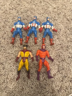 1984 Marvel Super Heroes Secret Wars Figuras Capitão América X3, Magneto, Wolvie - Imagem 1 de 4