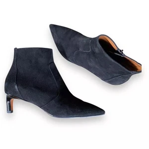 Aquatalia Suede Sock Boots Sz 8 Black Kitten Heel Pointy Toe Waterproof Flawed - Picture 1 of 9