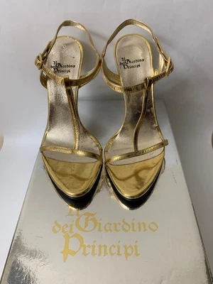 IL GIARDINO DEI PRINCIPI Original High Heels Sandalen Gold Gr. 35 NEU OVP - Bild 1 von 4