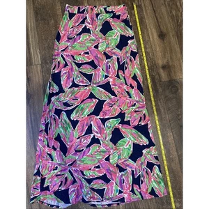 Lilly Pulitzer Maxirock S dunkelblau tropisch Blumenmuster fließend Strand Urlaub - Bild 1 von 4