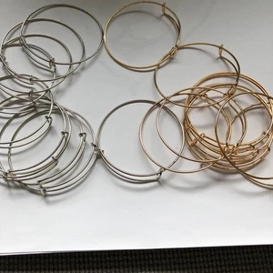 Women Jewelry Adjustable Wire Blank Charm Metal Adjustable Bangle - Picture 1 of 5