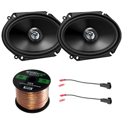 2x Altavoces bidireccionales JVC 300 vatios 6x8", 2x adaptador de arnés de altavoces, cable de 50 pies Foto 1 de 4