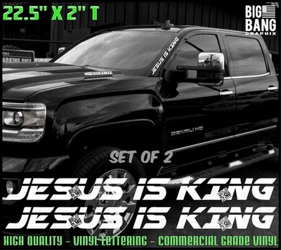 JESUS IS KING Banner Windshield Sticker Decal Religious TESTIMONY Christian God - Image 1 of 4