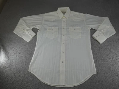 Camisa a Presión Western Pearl Para Hombres Mediana Blanca Vaquero Rodeo Rancho Cuadrada Baile Foto 1 de 4