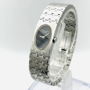 Silver Black Dial Round Wristwatch D70-100 Christian Dior Miss Quartz Analog - Picture 1 of 12