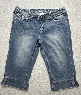 Pantalones Cortos De Algodón Industrial DE COLECCIÓN Para Mujer 11 Azul Denim Envejecido Normcore Damas Foto 1 de 4