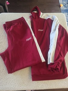 Vintage Rbk Track Suit Mens 3xl Maroon Zip Jacket Pants 90s - Picture 1 of 14