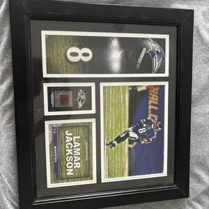 Lamar Jackson Framed 15x17 Baltimore Ravens Game Used Football Fanatics COA MVP - Picture 1 of 3