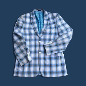 Blu Martini Blue Checkered Men's Blazer 40R - Picture 1 of 6
