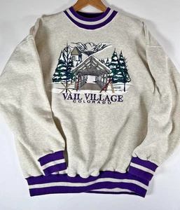 Felpa vintage Vail Village uomo grande Colorado sci girocollo anni 90 USA - Foto 1 di 15