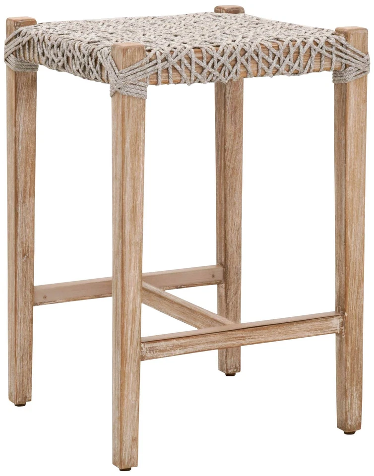 Costa 25 1/2" Taupe White Rope and Gray Wood Counter Stool - Image 1 of 1