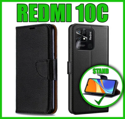 Flip Cover Custodia Magnetica per Xiaomi Redmi 10C in Pelle Portafoglio a Libro - Immagine 1 di 4