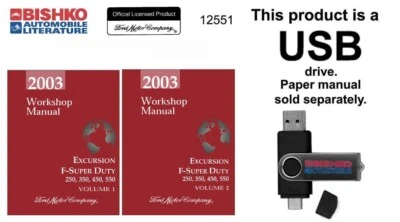 Ford Excursion F250-F550 F 2003 camioneta Super Duty manual de reparación unidad USB Foto 1 de 3