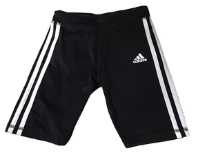 ADIDAS Girls size M 10/12 3 STRIPE BLACK WHITE BIKE SHORTS - Picture 1 of 3