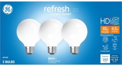 GE Lighting 240180 4.5W Globe Shape 3 in. Daylight Light Color White Bulb - P... - Image 1 of 4