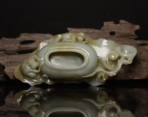 Certified Natural Hetian Jade Hand-carved Exquisite Brush Washer 26677 - Picture 1 of 9