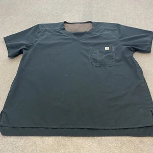 Carhartt Scrub Top Mens Size 2XL Black Faded Short Sleeve C15108 Rip Stop - Picture 1 of 12