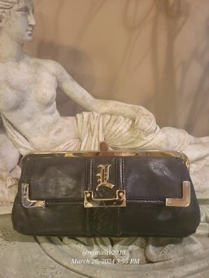 L.A.M.B. Bolso sin asas de cuero de Gwen Stefani diseñador de lujo celebridad negro #745 Foto 1 de 4