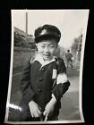 #10127 Japanese Vintage Photo 1940s / boy Elementary school student school bag