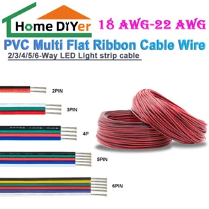 2/3/4/5/6-Way PVC Multi Flat Ribbon Cable Wire LED Light strip cable - Picture 1 of 14