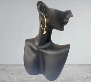 orecchini cerchio pendente donna argento 925 anallergico dorato luna - Foto 1 di 2