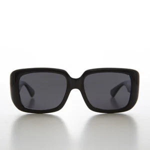 Black 90s Large Rectangle Mod Bold Sunglasses - Tex - Picture 1 of 3