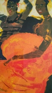 Salvatore Fiume Serigrafia polimaterica d'aprè su broccato LE SORELLE SOMALE 90/ - Foto 1 di 8