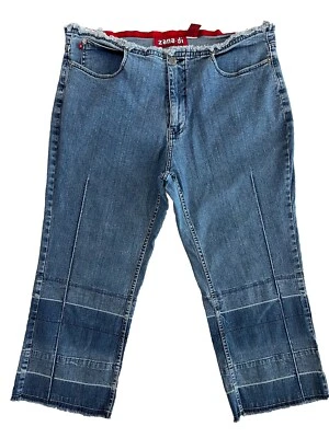 Pantalones de mezclilla para mujer Zana Di Capri talla 18 tiro alto dobladillo recto crudo lavado medio Foto 1 de 4