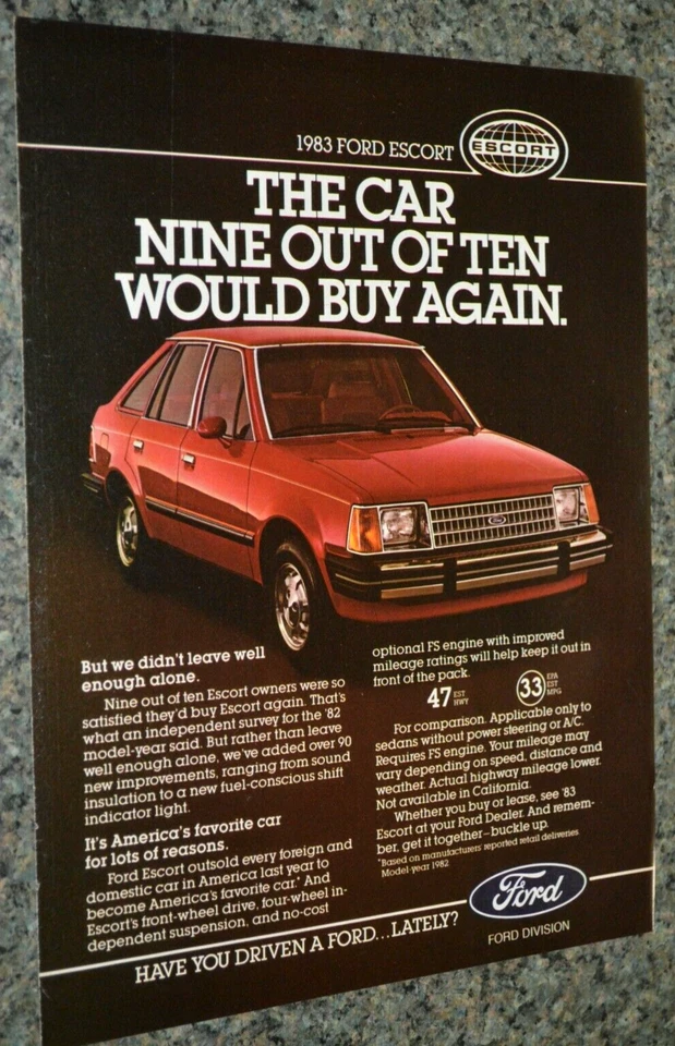 1983 FORD ESCORT ORIGINAL ADVERTISEMENT AD PRINT-83 RED★★ - Image 1 of 1