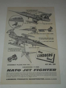 LINDBERG LOCKHEED F-104 NATO JET FIGHTER Model 559 & TOWING TRACTOR Instructions - Picture 1 of 6