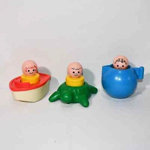 Vintage Fisher Price Floating Family Little People Bath Toys Turtle Boat 0124!!! - Picture 1 of 3
