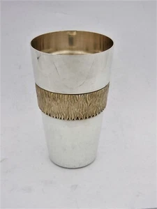 STUART DEVLIN SILVER GILT BEAKER with textured band 1983 Drinking cup mug goblet - Picture 1 of 4